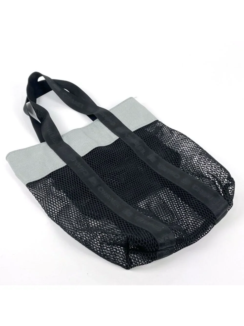 Chanel Sports Line Mesh Tote CC Logo Nylon Canvas Black Gray